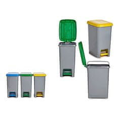 BigBuy Plastični koš za recikliranje s pedali (3 kosi)