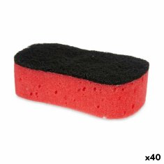 BigBuy Ščetka za čiščenje črno rdeča pena abrazivna vlakna 7,3 x 4 x 12,3 cm (40 enot)