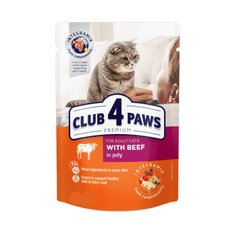 Club4Paws Premium mokra hrana za odrasle mačke z govedino 24x100g
