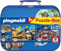 Schmidt Playmobil 4v1 Puzzle v pločevinastem kovčku (60,60,100,100 kosov)