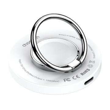 Choetech Indukcijski polnilnik za iPhone MagSafe z držalom 15 W, bel