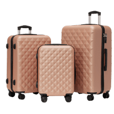 Rowex Izjemno trpežen potovalni kovček s ključavnico TSA Crystal, Rosegold, SET kovčkov (3 kosi)