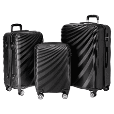 Rowex Trajni potovalni kovček Pulse, črn, SET 3 kosov (40l, 66l, 109l)