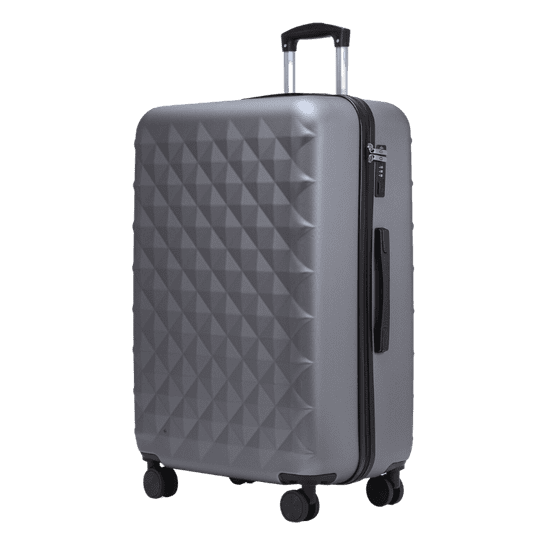 Rowex Velik družinski potovalni kovček s ključavnico TSA Crystal, sivo-črna, 76x50x30 cm (93l)