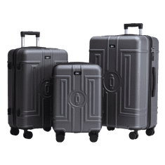 Rowex Izjemno trpežen potovalni kovček s ključavnico TSA, siv in črn, komplet kovčkov (3 kosi)