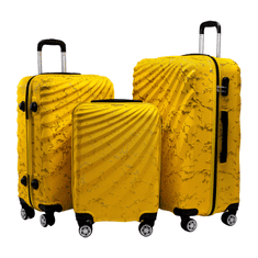Rowex Trajna školjka potovalni kovček Pulzno žarjeno, rumeno žarjeno, SET 3pcs (40l, 66l, 109l)