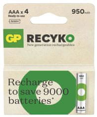 GP ReCyko HR03 (AAA) polnilna baterija, 950 mAh, 4 kosi