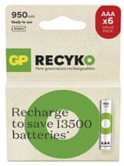 GP ReCyko HR03 (AAA) polnilna baterija, 950 mAh, 6 kosov