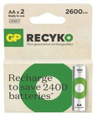 GP ReCyko HR6 (AA) polnilna baterija, 2600 mAh, 2 kosa