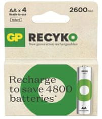 GP ReCyko HR6 (AA) polnilna baterija, 2600 mAh, 4 kosi