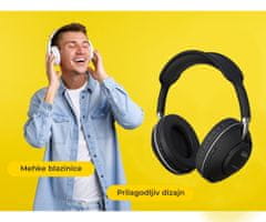 Trevi DJ 12E42 BT brezžične naglavne slušalke, BT 5.3, USB-C, črna
