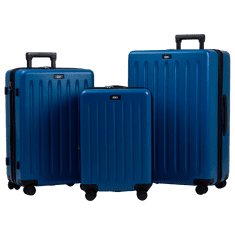 Rowex Izjemno trpežen potovalni kovček s ključavnico TSA Stripe Barva: Modra, velikost: komplet kovčkov (3 kosi)