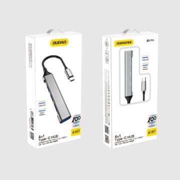DUDAO Razdelilnik HUB iz USB-C vtičnice na 4x USB črno-siv