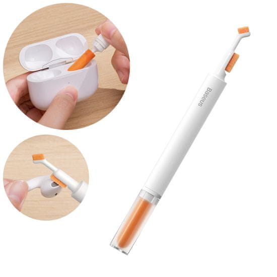 BASEUS Čopič za čiščenje slušalk, tipkovnice, miške, elektronike, bel