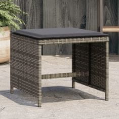 Vidaxl Vrtni stolčki z blazinami 4 kosi sivi 41x41x36 cm poli ratan