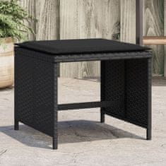 Vidaxl Vrtni stolčki z blazinami 4 kosi črni 41x41x36 cm poli ratan