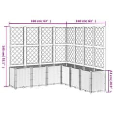 Vidaxl Cvetlično korito z oporno mrežo modro sivo 160x160x140 cm PP