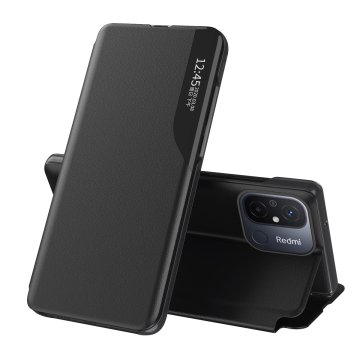 HURTEL Etui pokrowiec z klapką i podstawką do Xiaomi Redmi 11A / Poco C55 / Redmi 12C Eco Leather czarne