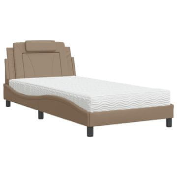 Vidaxl Postelja z vzmetnico Viana kapučino 100x200 cm umetno usnje