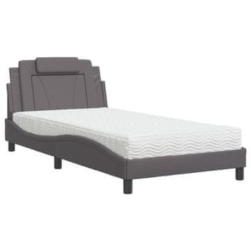 Vidaxl Postelja z vzmetnico Viana siva 100x200 cm umetno usnje