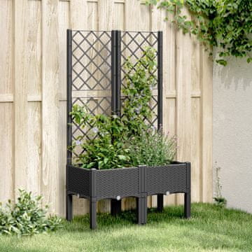 Vidaxl vidaXL Vrtno korito z rešetko, črno, 80x40x142 cm, PP