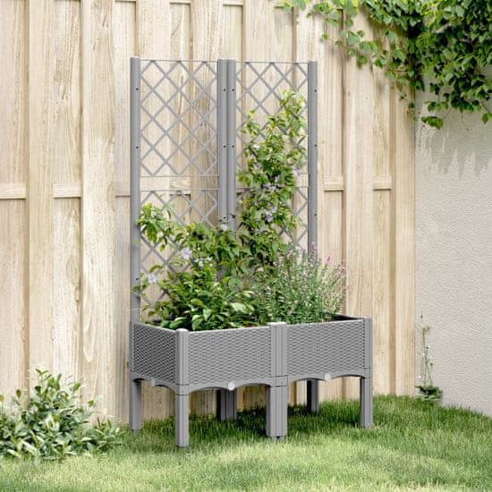 shumee Cvetlično korito z oporno mrežo svetlo sivo 80x40x142 cm PP