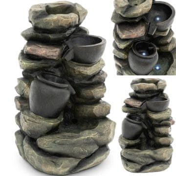 Uniprodo Vrtna kaskadna fontana z LED osvetlitvijo oblikovanje sklede z 12W vrčem