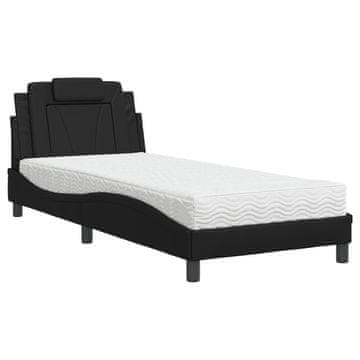 Vidaxl Postelja z vzmetnico Viana črna 80x200 cm umetno usnje