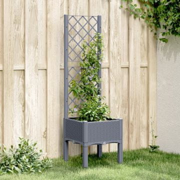 Vidaxl vidaXL Vrtno korito z rešetko, sivo, 40x40x142 cm, PP