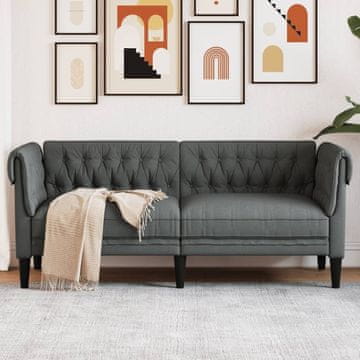 Vidaxl vidaXL Chesterfield kavč, dvosed, temno siv, oblazinjenje iz blaga