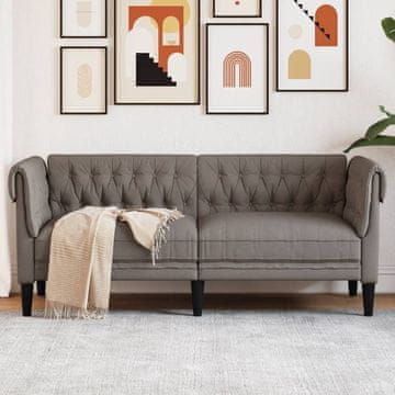 Vidaxl vidaXL Chesterfield kavč, dvosed, taupe, oblazinjenje iz blaga