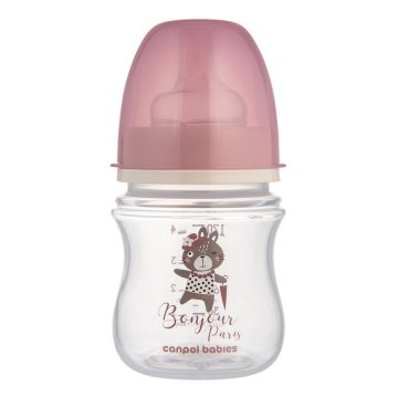 Canpol babies Steklenička s širokim ustjem Bonjour Paris 120 ml roza