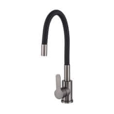 slomart pipa, fleksibilna, prilagodljiva kuhinjska armatura za umivalnik, FLEX 2000, črna/metal
