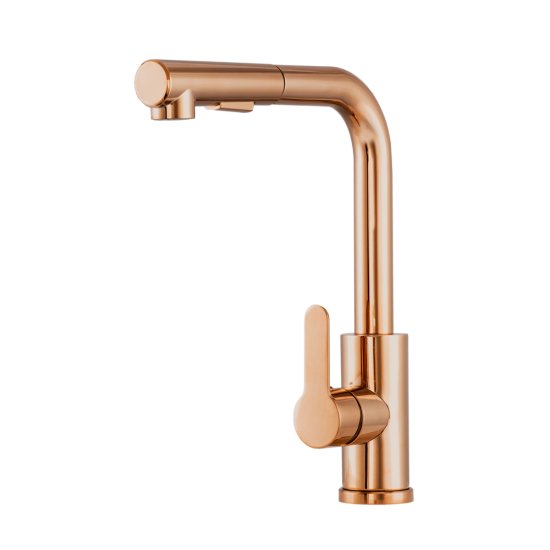 slomart pipa, izvlečna kuhinjska armatura za umivalnik, SIDE 2, rose gold