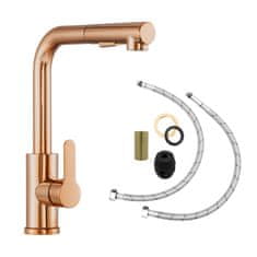 slomart pipa, izvlečna kuhinjska armatura za umivalnik, SIDE 2, rose gold - Rabljena / Odlično stanje