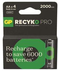 GP ReCyko Pro HR6 (AA) polnilna baterija, 2000 mAh, 4 kosi