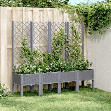 Vidaxl vidaXL Vrtno korito z rešetko, sivo, 160x40x142 cm, PP