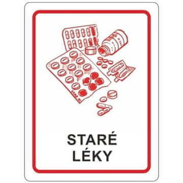 GS NALEPKA ZA LOČEVANJE ODPADKOV ZA POSODO ZA STARA ZDRAVILA 16X12 CM