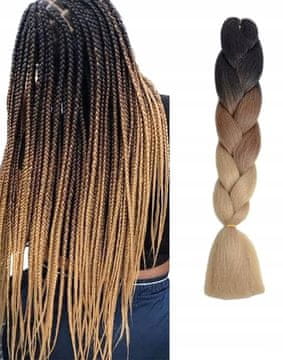 Korbi Sintetična lasulja pletenice, črne in rjave, ombre, 130 cm, WA15