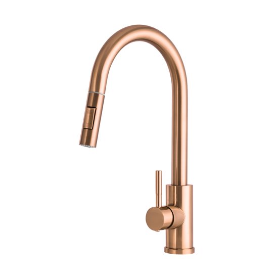 slomart pipa, izvlečna kuhinjska armatura za umivalnik, BTS-RGB, rose gold