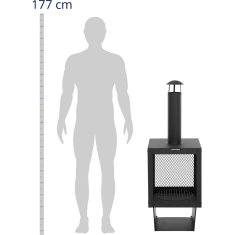 NEW Ognjišče vrtni štedilnik za teraso jeklo z leseno polico 132 cm