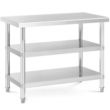 shumee Miza, delovna plošča iz nerjavečega jekla, 2 polici, 100x60 cm