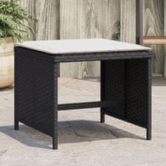 Vidaxl Vrtni stolčki z blazinami 4 kosi črni 41x41x36 cm poli ratan
