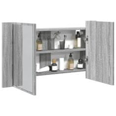 Vidaxl LED kopalniška omarica z ogledalom siva sonoma 80x12x45 cm
