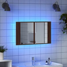 Vidaxl LED kopalniška omarica z ogledalom rjavi hrast 80x12x45 akril