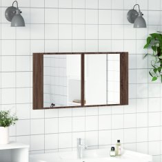 Vidaxl LED kopalniška omarica z ogledalom rjavi hrast 90x12x45 akril