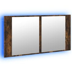 Vidaxl LED kopalniška omarica z ogledalom dim. hrast 90x12x45 akril