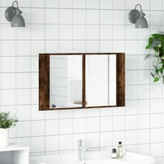 Vidaxl LED kopalniška omarica z ogledalom dim. hrast 80x12x45 akril