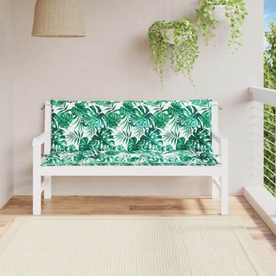 shumee Blazina za vrtno klop 2 kosa vzorec listov 150x50x7 cm tkanina
