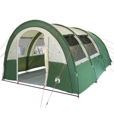 Greatstore Šotor za kampiranje za 4 osebe zelen 483x340x193 cm 185T taft